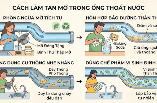 Cách làm tan mỡ trong ống thoát nước